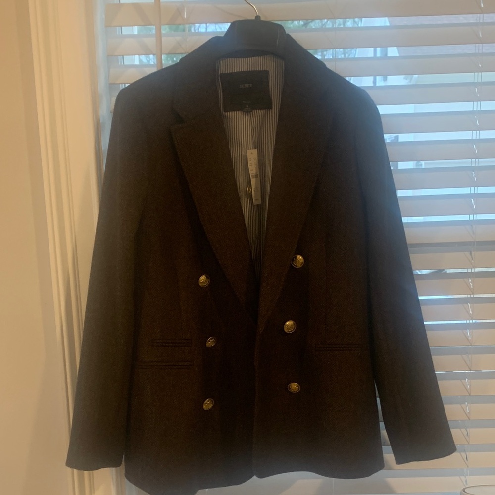J. Crew Dark Brown Blazer with Gold Buttons